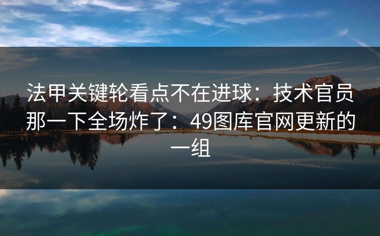 法甲关键轮看点不在进球：技术官员那一下全场炸了：49图库官网更新的一组